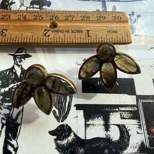 Elegant Gold and Gray Floral Earrings